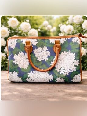 Dooney & Bourke green floral coated shoulder  bag